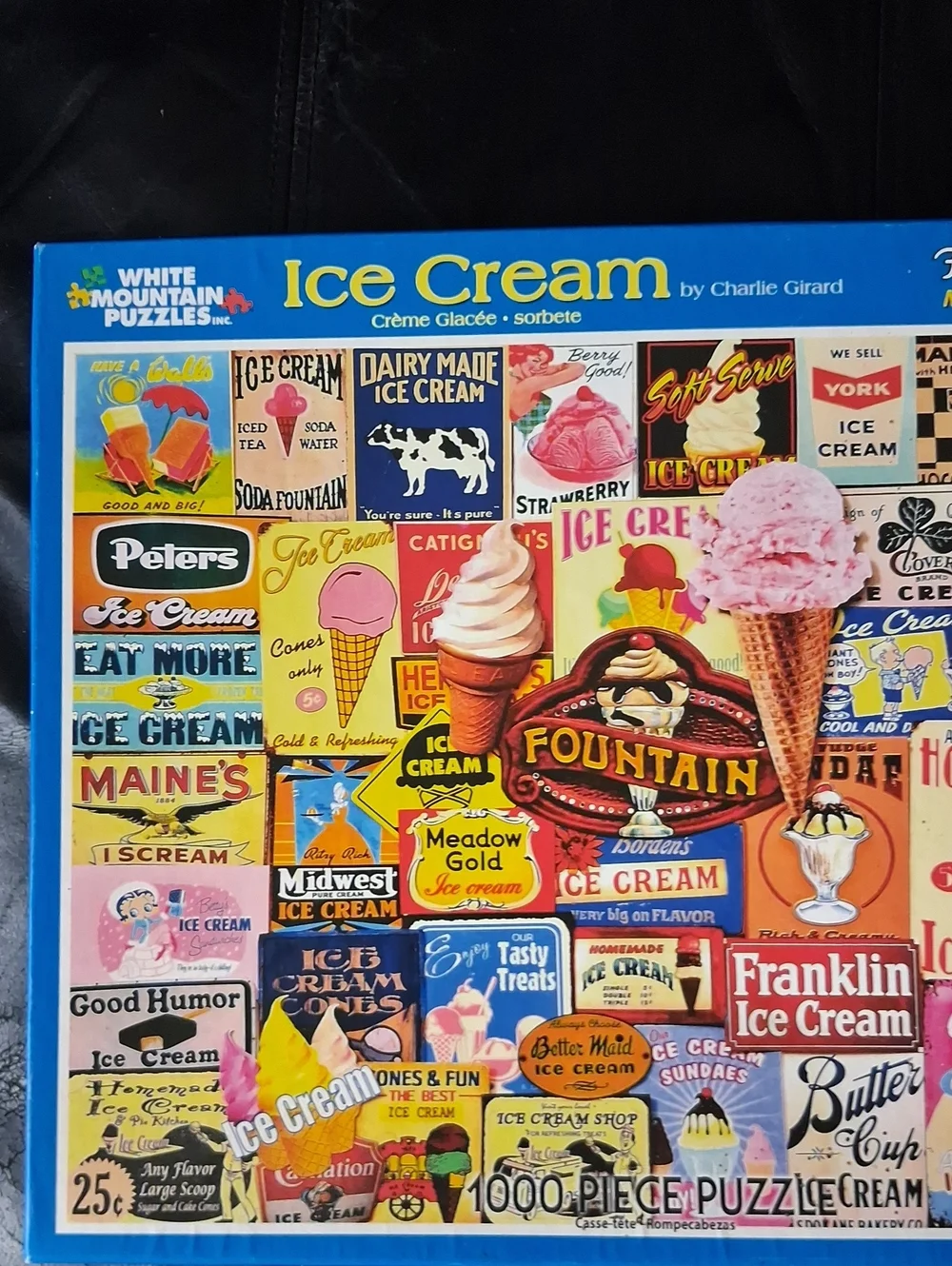 VINTAGE White Mountain Ice Cream 1000-Piece Jigsaw Puzzle - Colorful Retro Signs